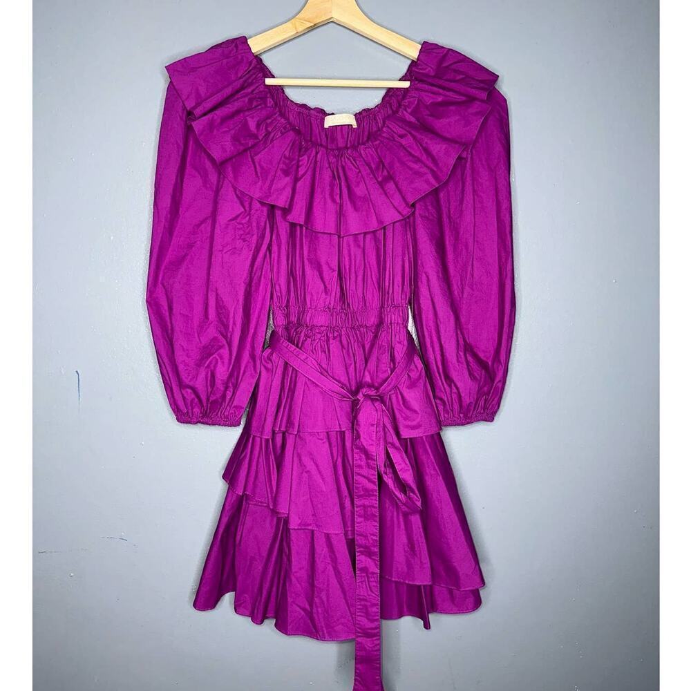 Ulla Johnson Giselle Tiered Mini Dress in Orchid Long Sleeve Size 00/XS Purple - Picture 2 of 13